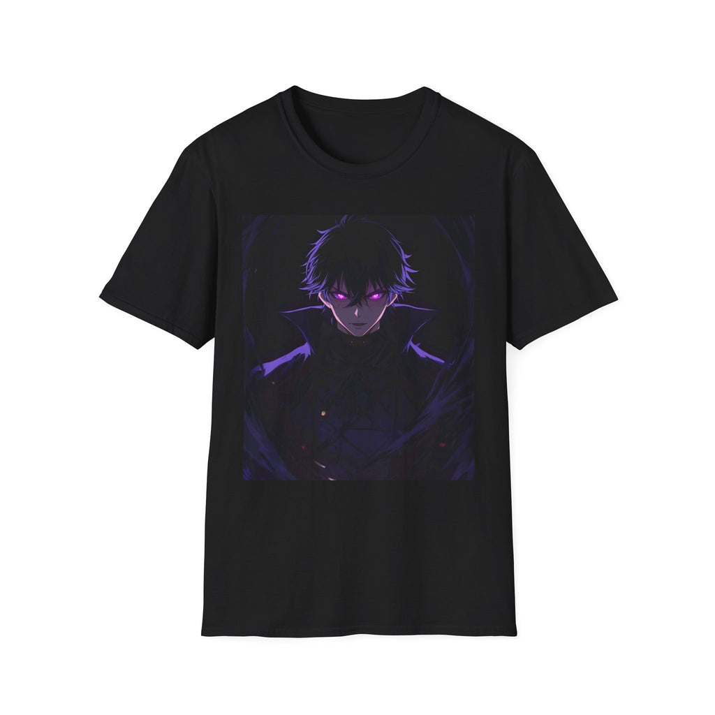 Anime Dark Boy T-Shirt — Neon Purple Eyes Graphic Tee