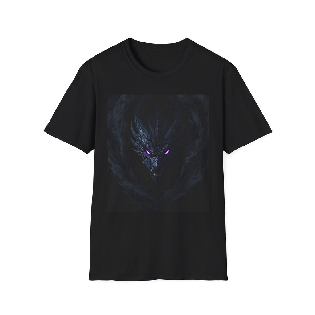 Dark Dragon Eyes T-Shirt — Gothic Fantasy Tee with Purple Glowing Gaze