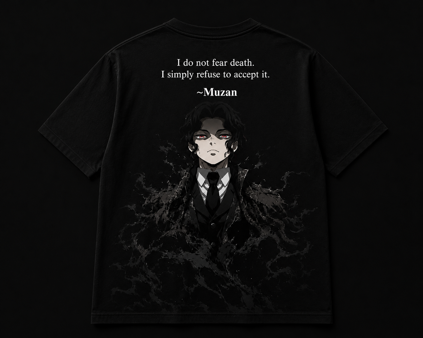 Dark Aesthetic Long Sleeve Tee — Moon, Red Lilies & Quote