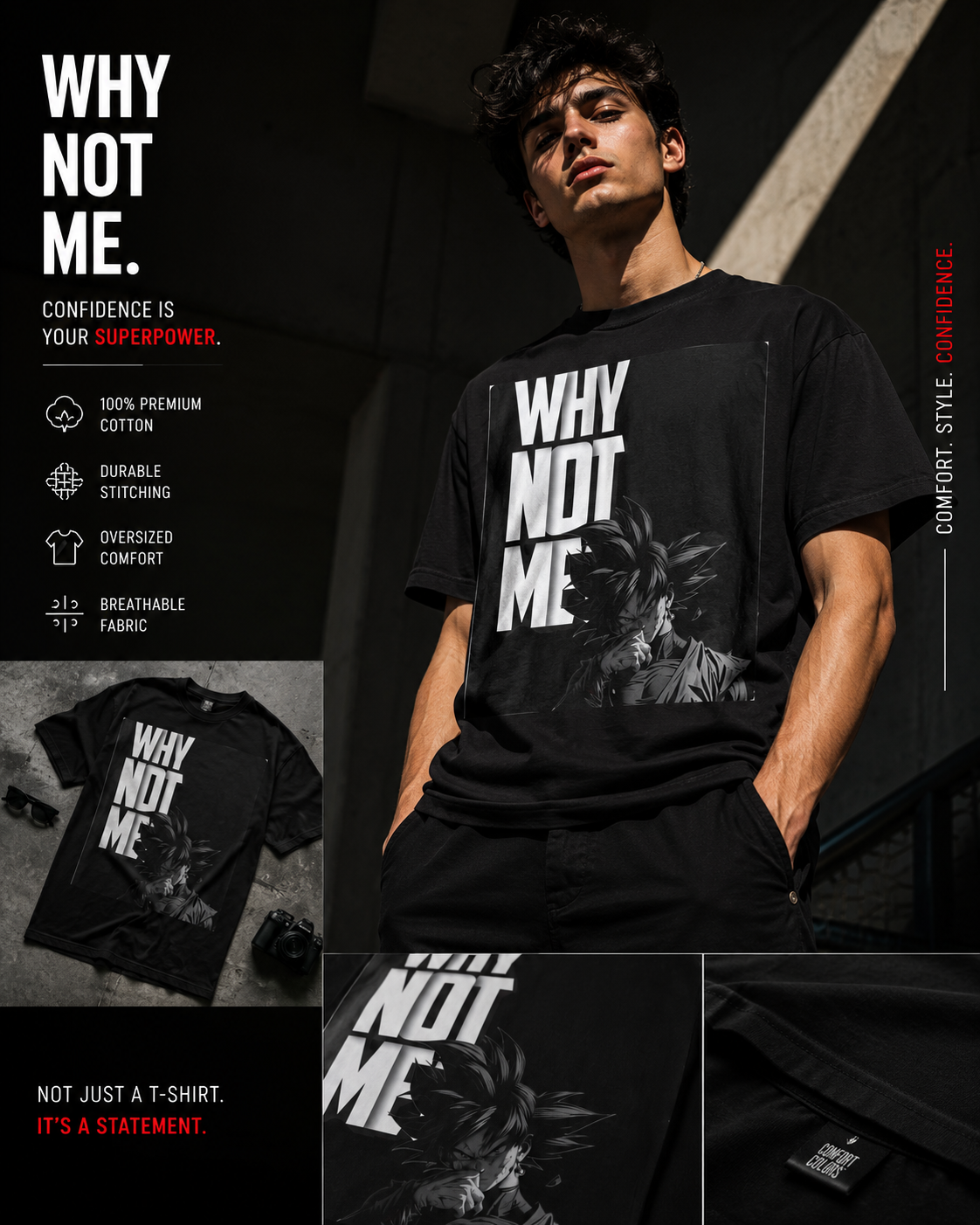 Why Not Me T-Shirt — Graphic Anime Motivational Tee ("Nah, I’d Win.")