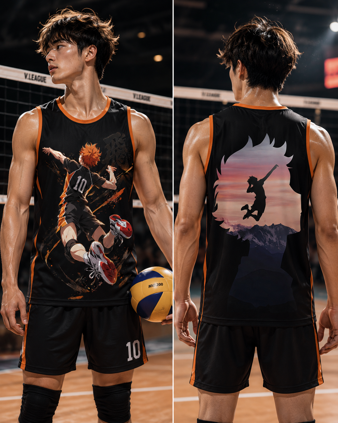 Volleyball Anime Jersey — Dynamic Player Silhouette Basketball Tank Top